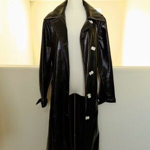 Black Faux Leather Women's Coat